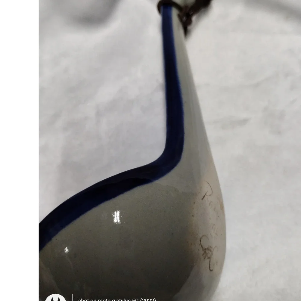 Vintage Tonala Mexico Pottery Ladle Blue Floral‎ Rustic Wall Decor